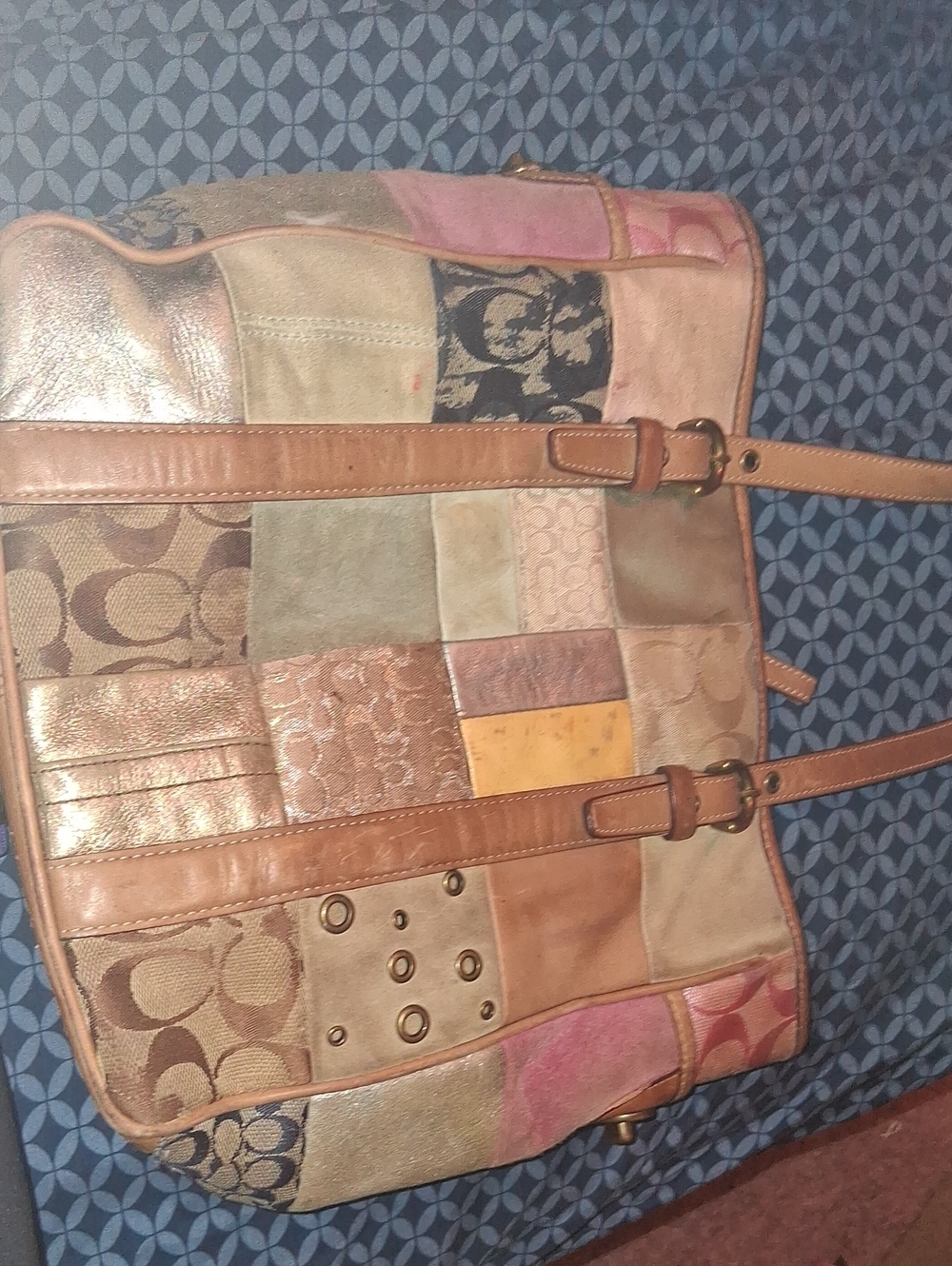 Coach Patchwork Shoulder Tote in Multicolor Leather and Canvas